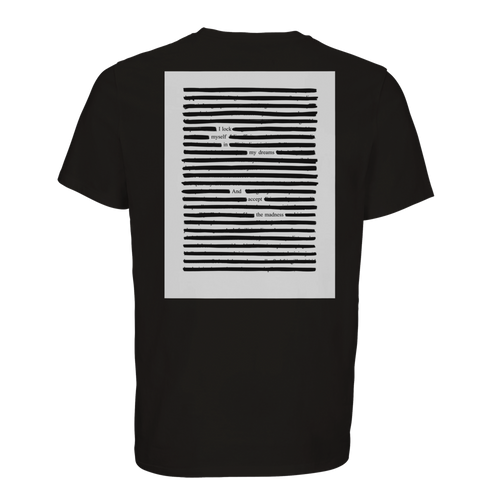 Organic unisex t-shirt Accept the Madness, black on black print
