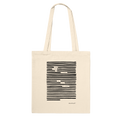 Beige tote bag with black striped design - natural colored cotton tote bag with poetry print, black on natural white