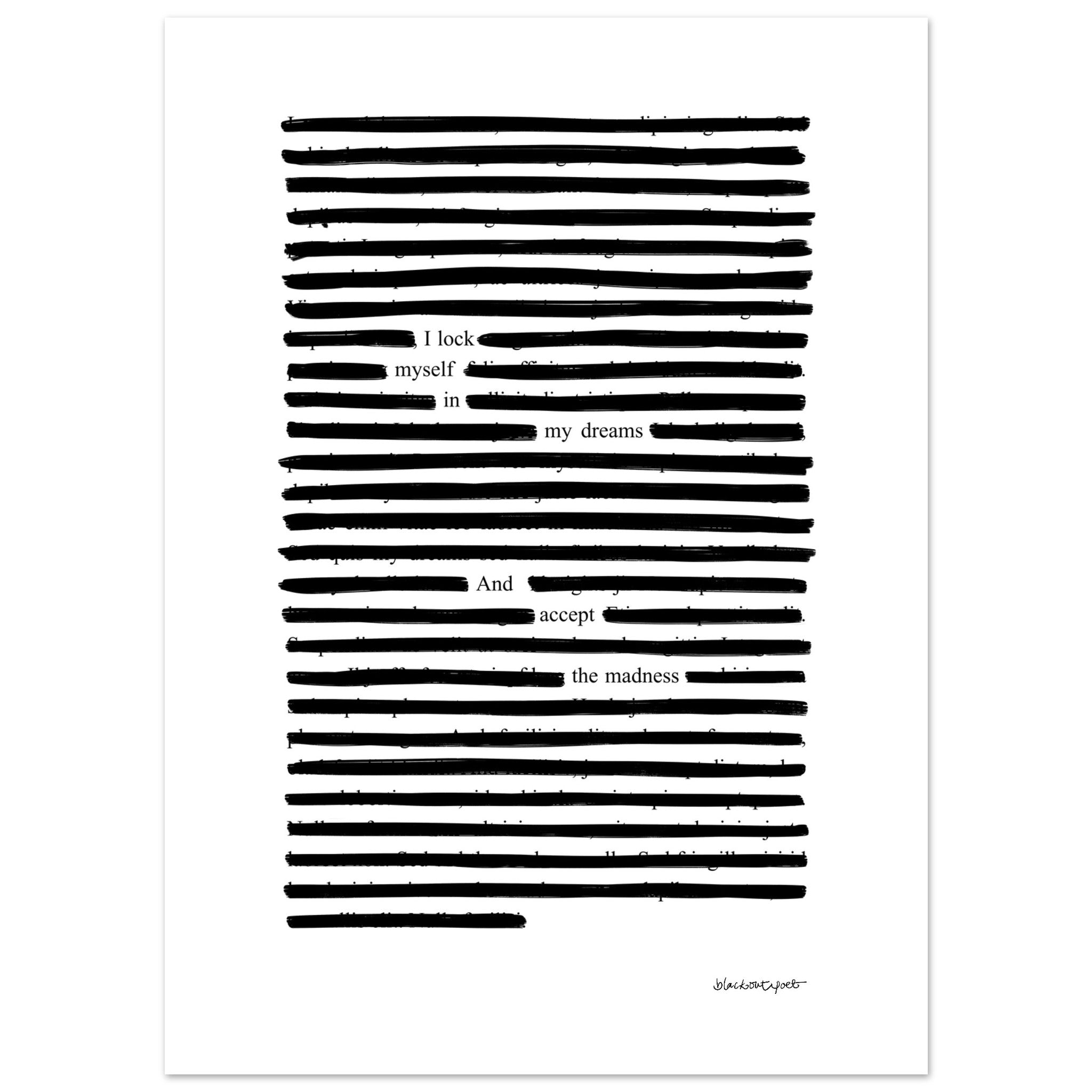 Accept the madness poetry print, size 13x18 cm / 5x7″