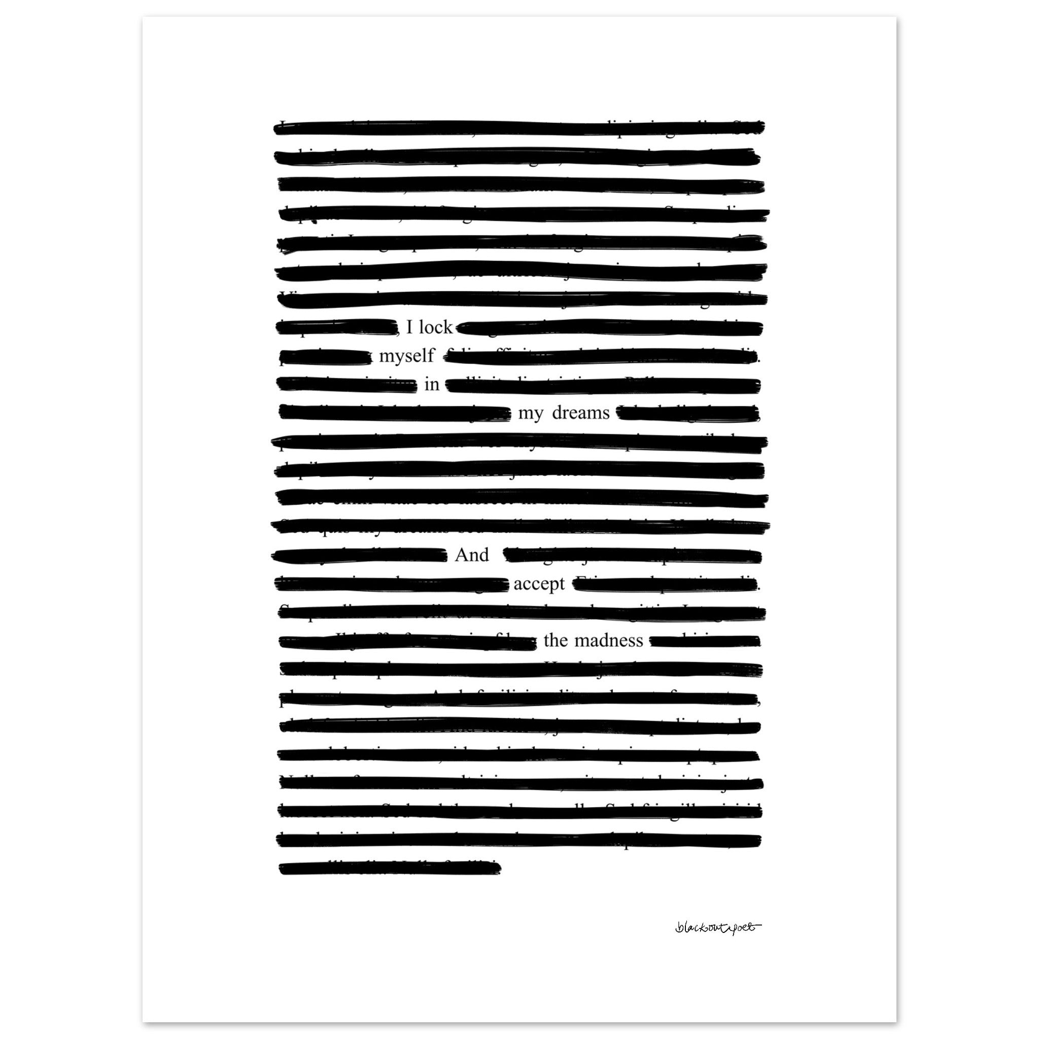 Black and white poetry print for book lovers, size 30x40 cm / 12x16″