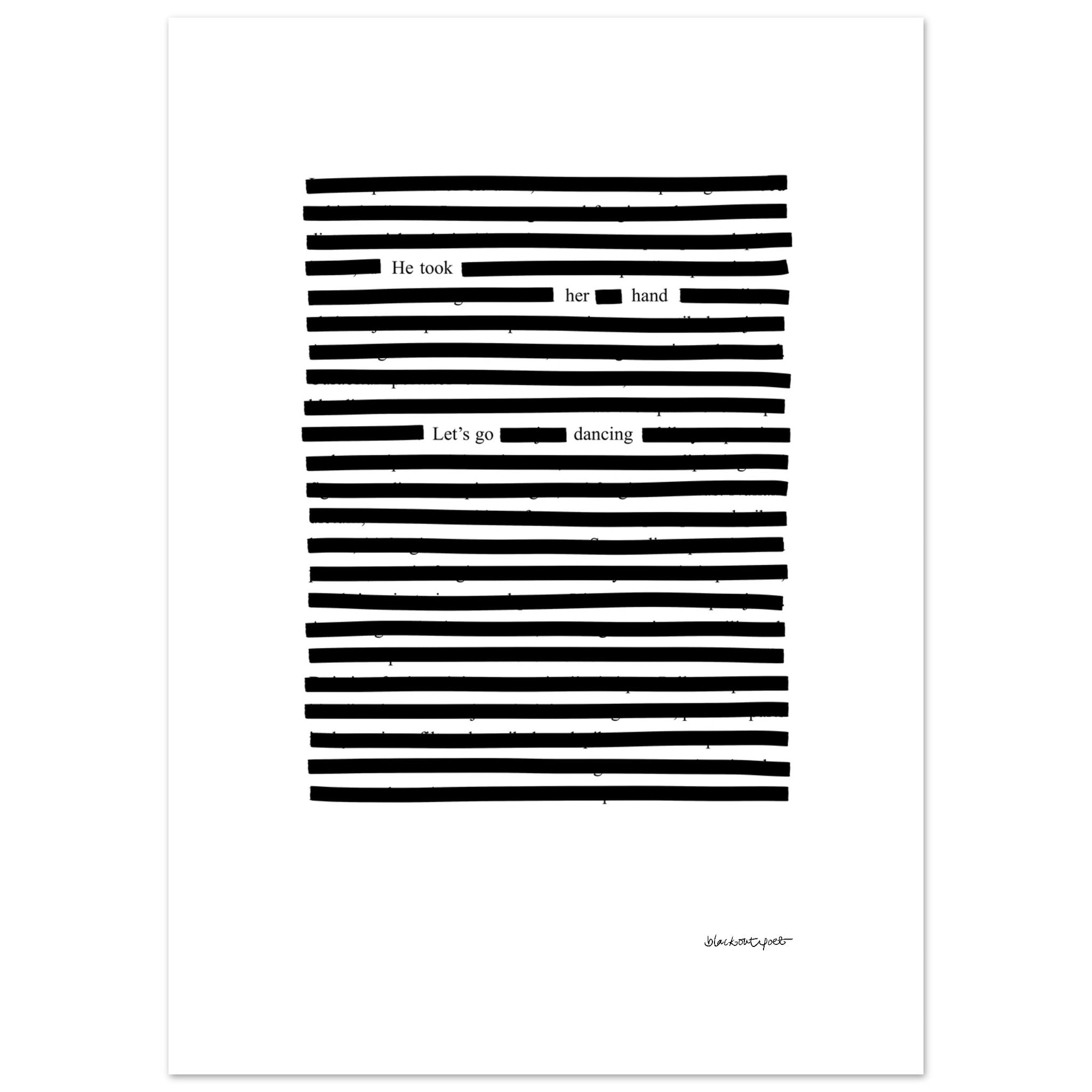 Dancing art poster black on white, size 50x70 cm / 20x28″