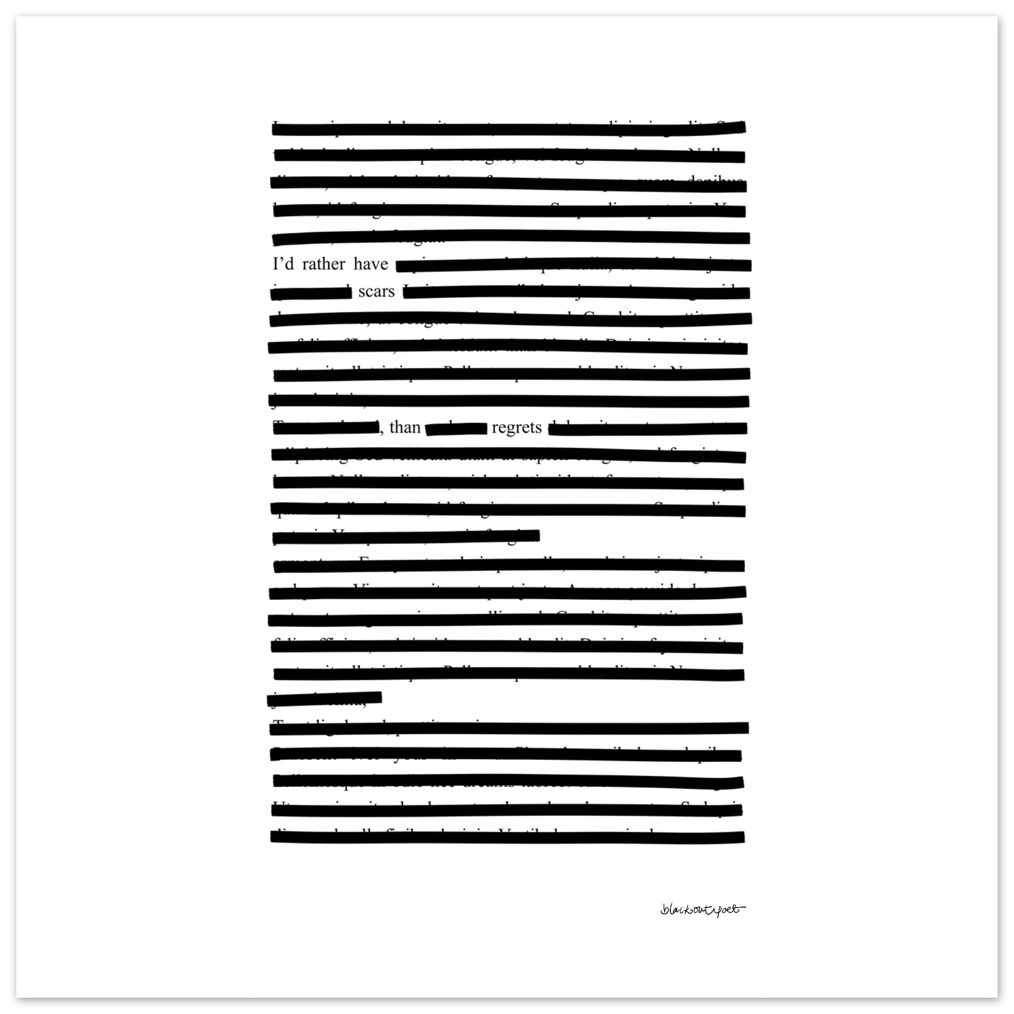 Square poster with graphic print, blackout poetry print poster, 25x25 cm / 10x10″