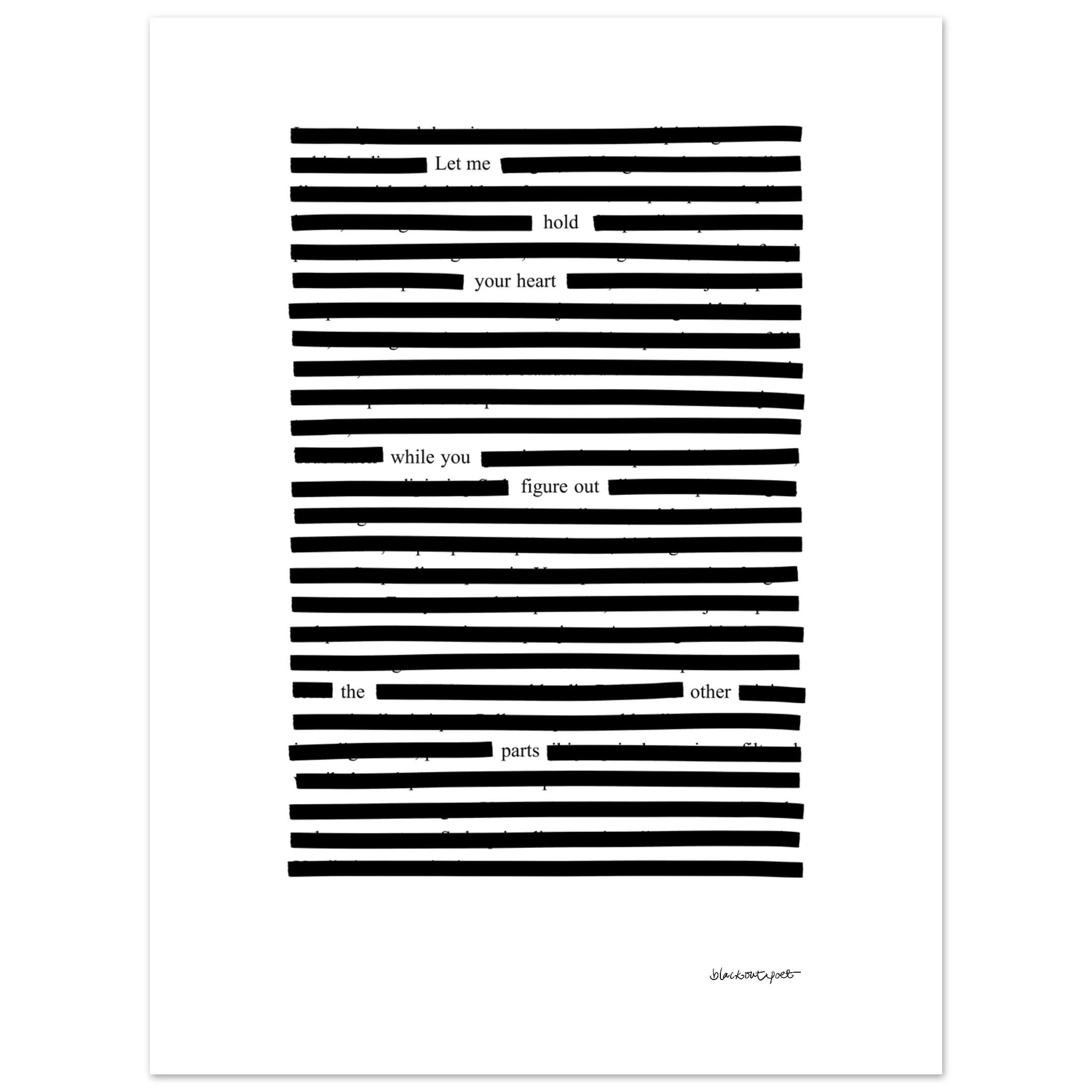 Love poem art print, black and white wall art, size 30x40 cm / 12x16″