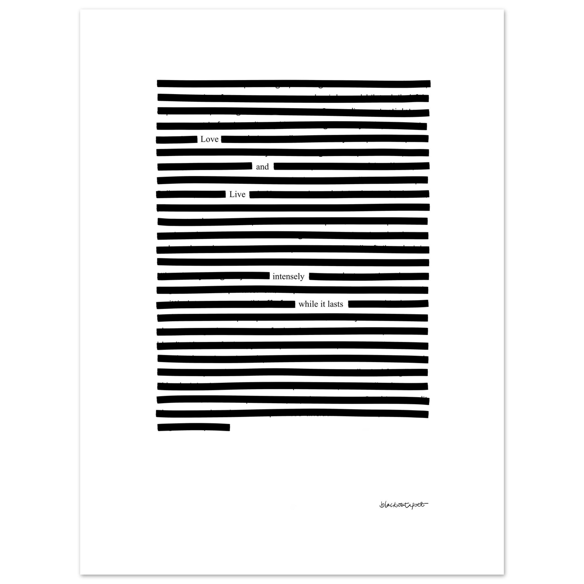 Black and white poetry print for your wall, size 30x40 cm / 12x16″