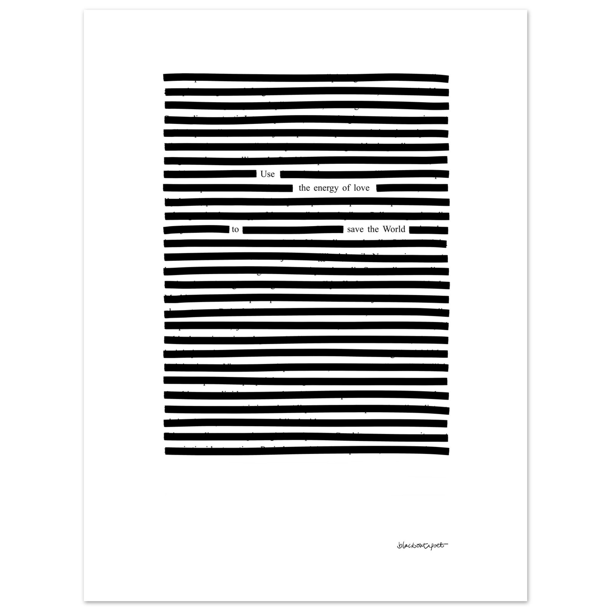 Blackout poetry book lover art print, size 30x40 cm / 12x16″