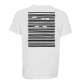 Blackout poetry printed on organic white T-shirt about dancing art, black on white