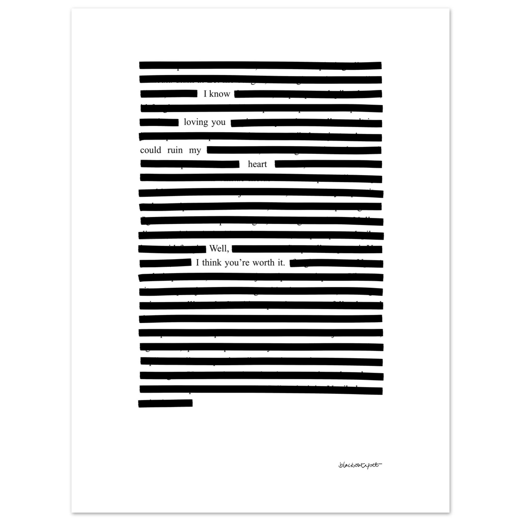 Graphic wall art, printed poster with love poem, size 30x40 cm / 12x16″
