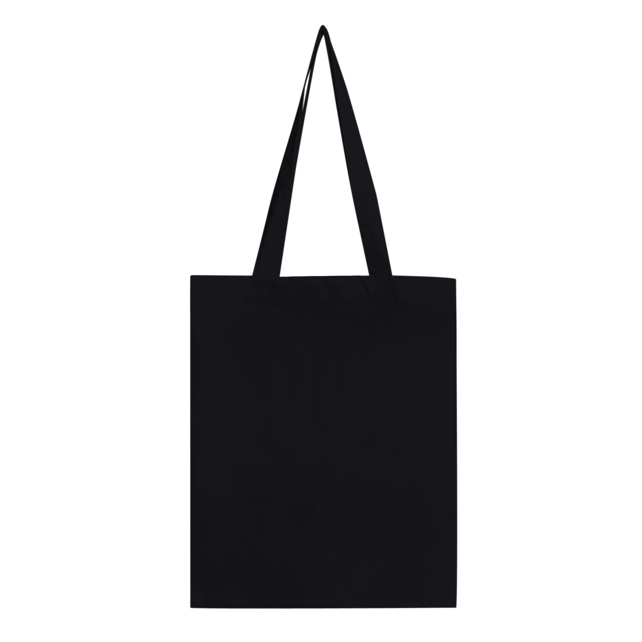 Black organic tote bag printed art poetry, black on black, white on black
