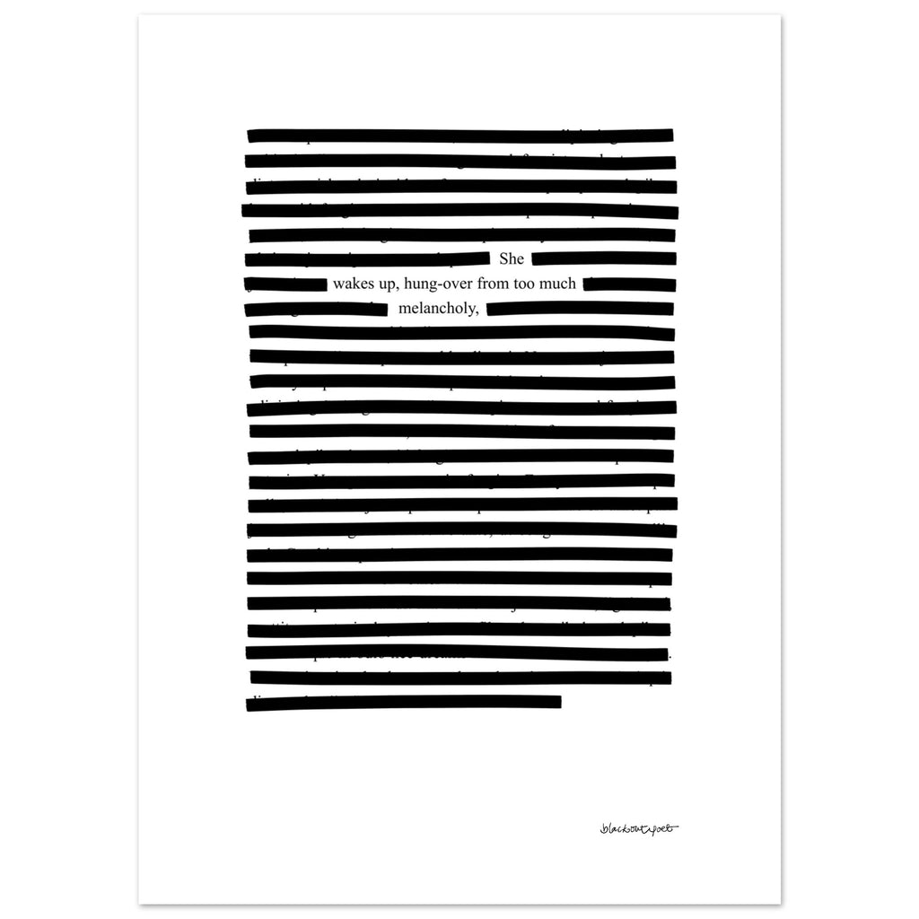 blackoutpoetry printed wall art melancholy, 13x18 cm / 5x7″