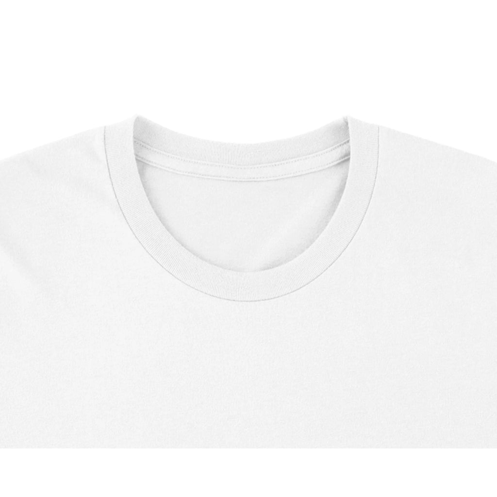 front white t-shirt in organic cotton in blackout poetry art, black on white