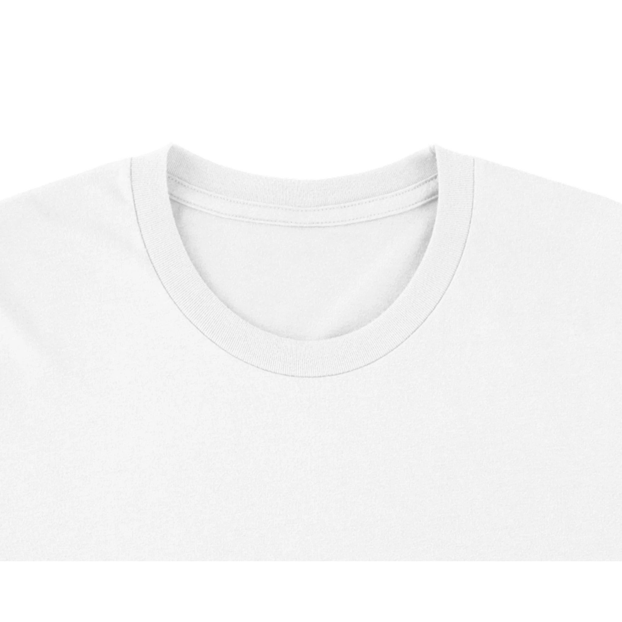 front white t-shirt in organic cotton in blackout poetry art, black on white