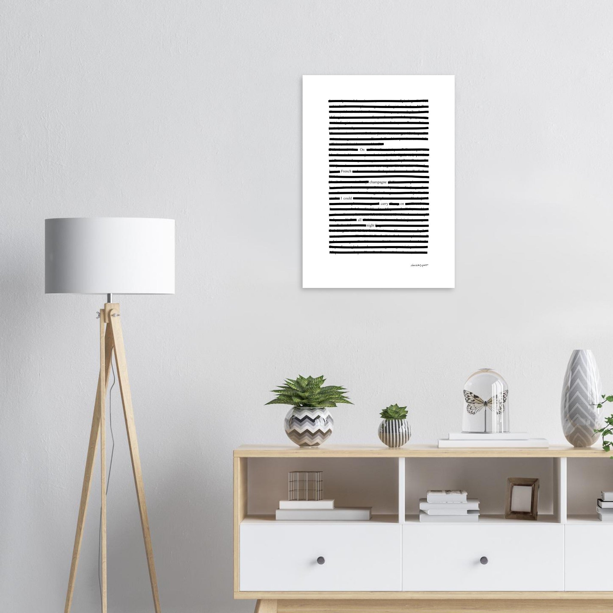 White wall art on wall, hanging over white cabinet with plants and interior objects
Available in 5 sizes:
13x18 cm / 5x7″
21x29.7 cm / 8x12"
25x25 cm / 10x10″
30x40 cm / 12x16″
50x70 cm / 20x28″